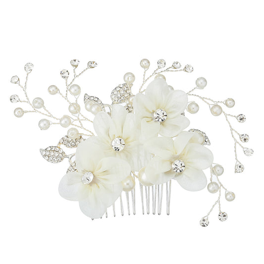 Bridal Wedding Tiara Pearl Rhinestone Hair Comb