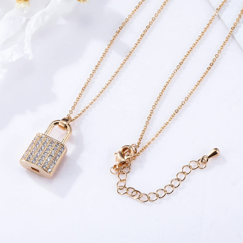 Zircon Lock Necklaces for Lover Luxury Necklace