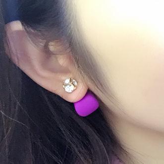Candy-colored cube-shaped earrings