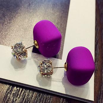 Candy-colored cube-shaped earrings