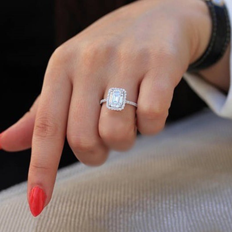 New 3.5 Carat Emulation Diamond Rectangle Princess Ring