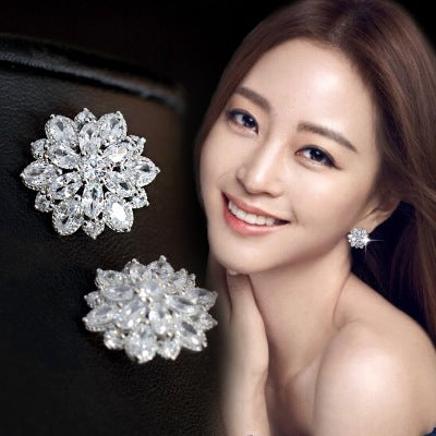 S925 pure Tremella nail Flower Earrings Korean temperament sterling silver jewelry hypoallergenic Earrings