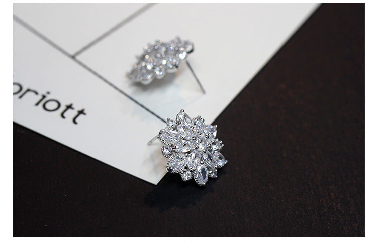 S925 pure Tremella nail Flower Earrings Korean temperament sterling silver jewelry hypoallergenic Earrings