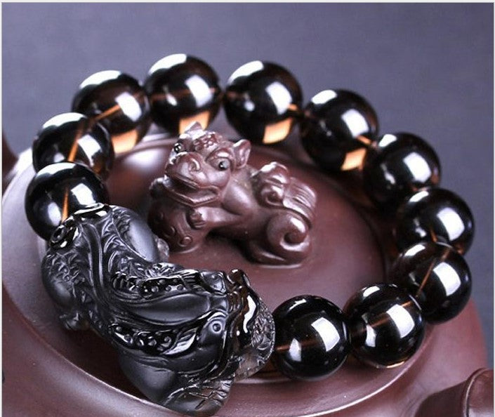 Kaiguang Natural Ice Species Black Anthracite Raspberry Bracelet Large Frosted Faucet Rasp Raspberry Hand String with Men''s Hand String