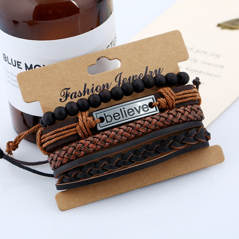 Believe Suit Men's Leather Bracelet