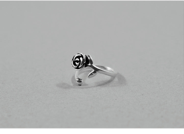 S925 Sterling Silver Rose Vintage Ring