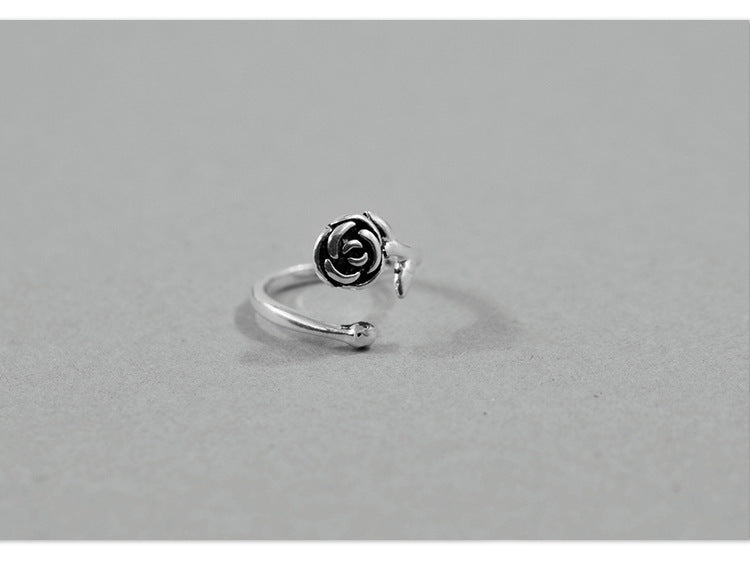 S925 Sterling Silver Rose Vintage Ring