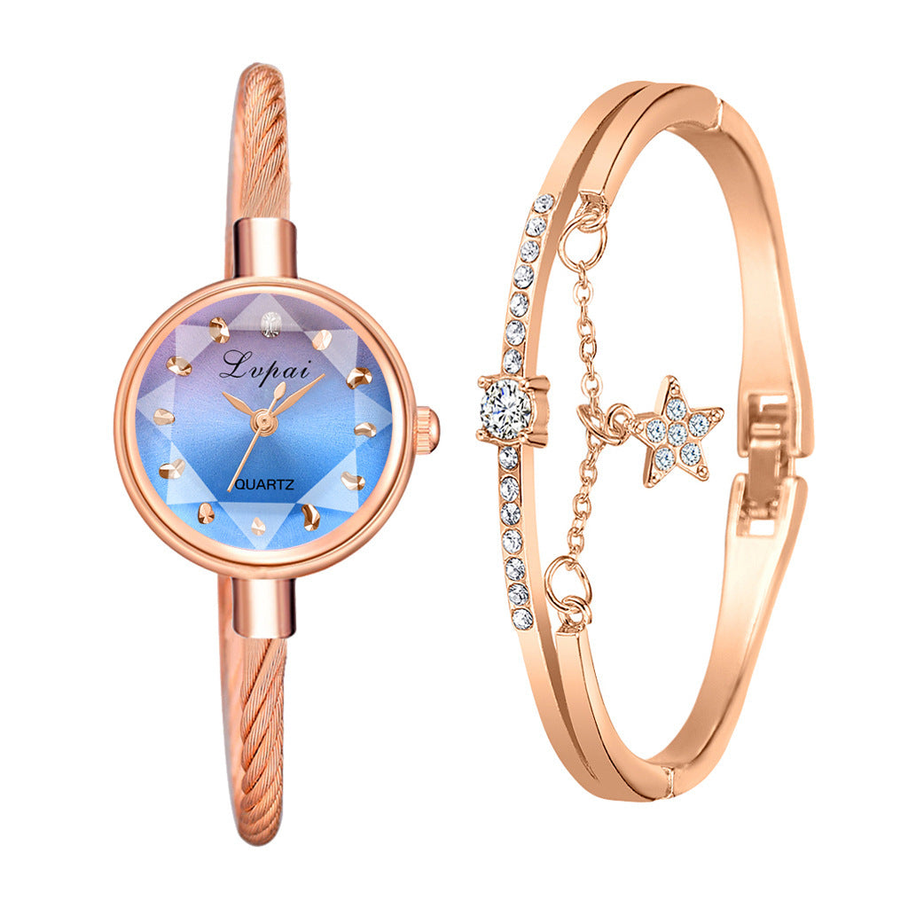 Gradient Color Ladies' Bracelet Style Combination Set Watch