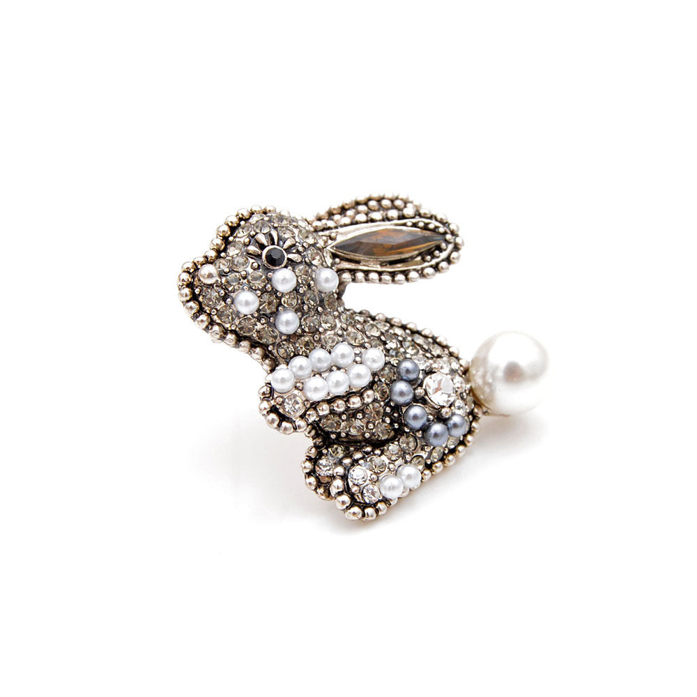 Diamond Rabbit Brooch Zodiac Cartoon Animal Design Cute Corsage Sweater Clothing