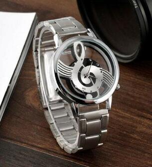 Hollow Musical Note Leather Wrist Watch