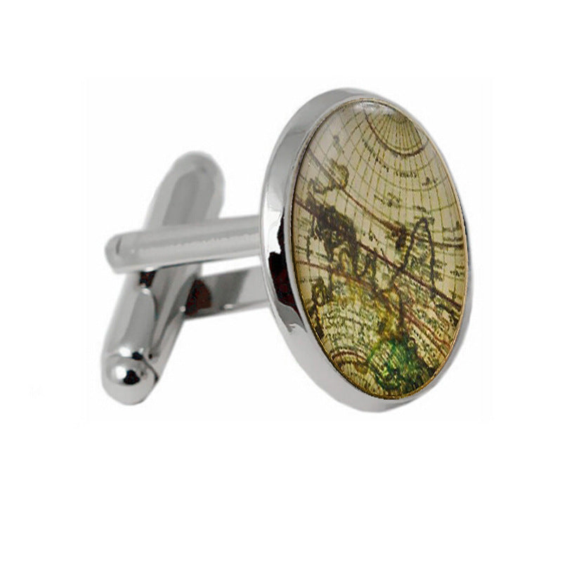 European And American Cufflinks World Map Retro Cufflinks