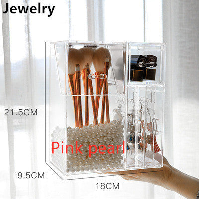 Clear Acrylic Makeup Brush & Jewelry Storage Box