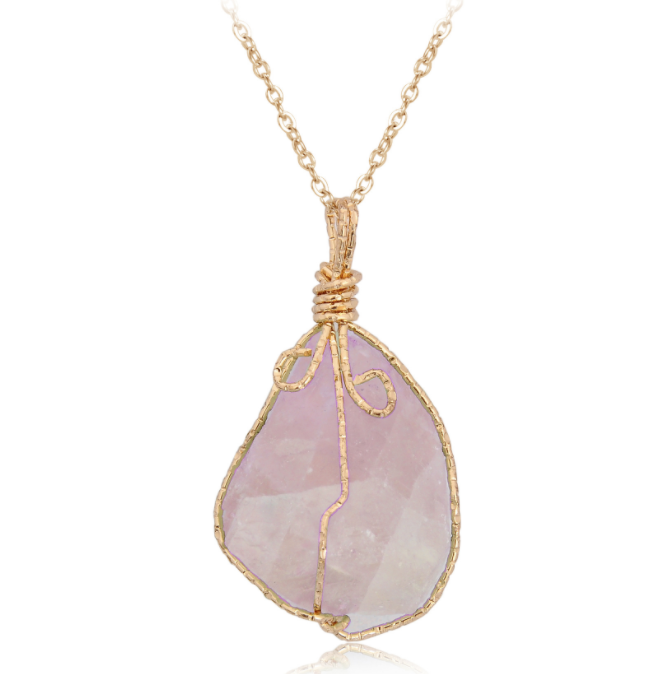 Natural stone pendant irregular crystal rough necklace