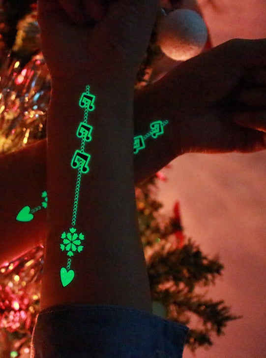 Flash Luminous Tattoo Christmas Glow In The Dark Glitter Fluorescent Temporary Tattoos Stickers
