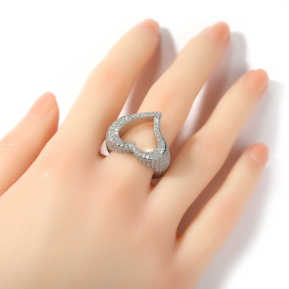 Fashion Personality Hollow Heart Zircon Ring