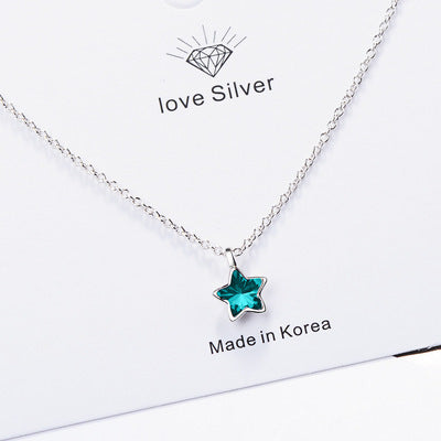 Blue Five-pointed Star Ear Buckle Clavicle Chain