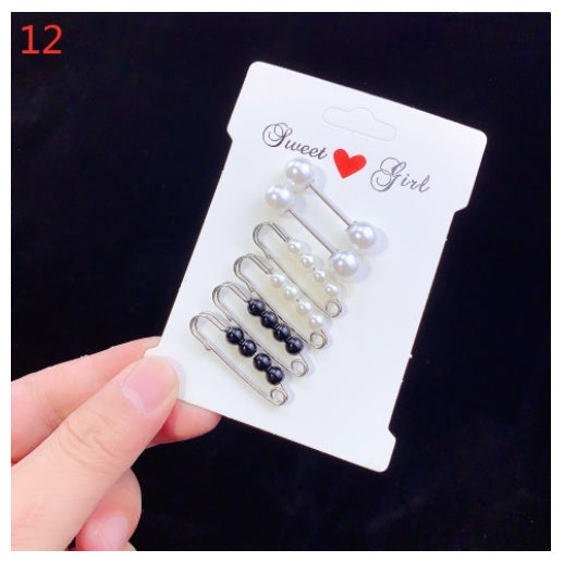 Brooch Pin Overalls Waist Opening Pearl Pin Buckle Clothes Fixed