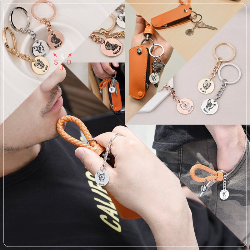 Ins Pet Cat And Dog  Photo Diy Keychain