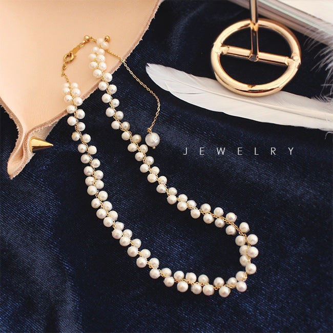 Hand-woven pearl necklace