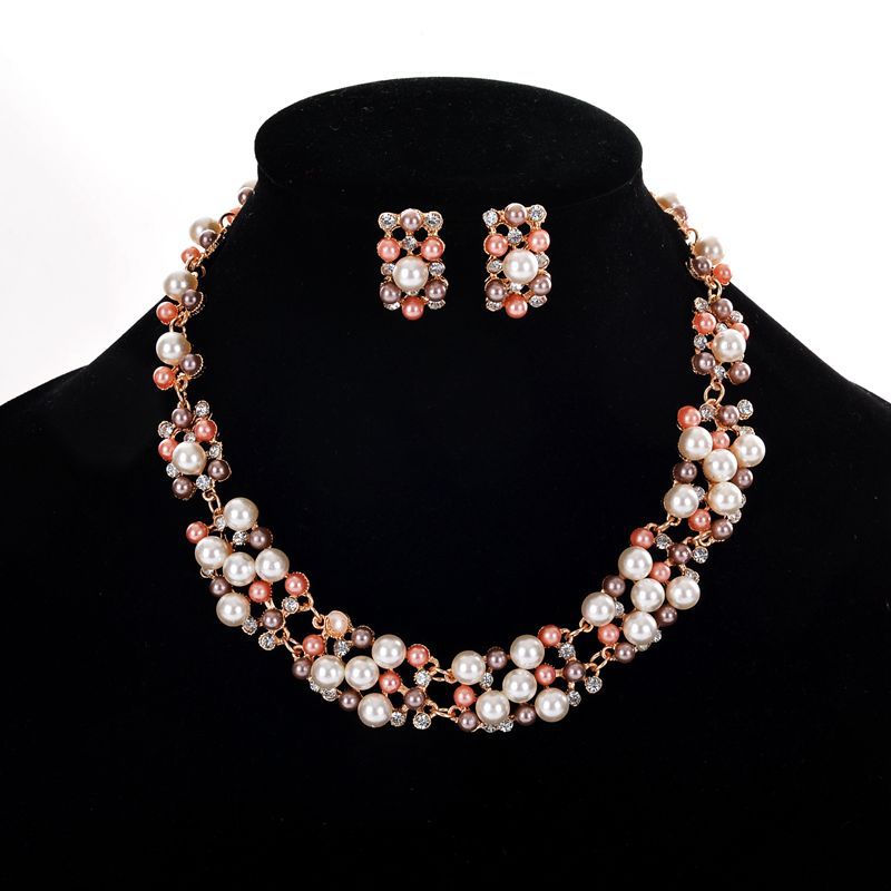 Europe And The United States Sell Hot Money Network Pearl Necklace Set Bridal Jewelry Set Wholesale 9093