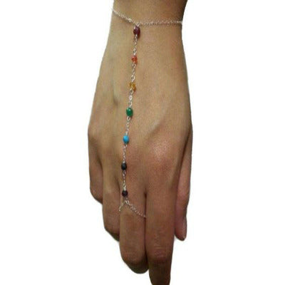 Natural stone colorful finger chain Yoga beads energy seven chakra chakra bracelet