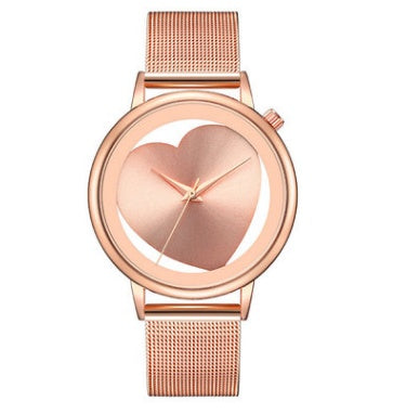 Elegant Heart-Shaped Hollow Out Quartz Watch