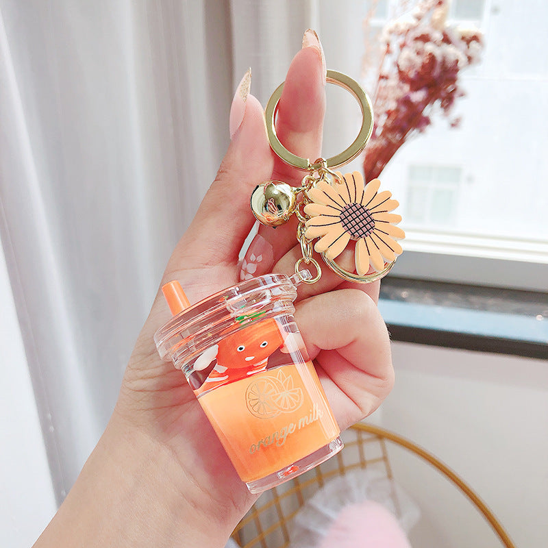 Cartoon Fruit Daisy Keychain Acrylic Bottle