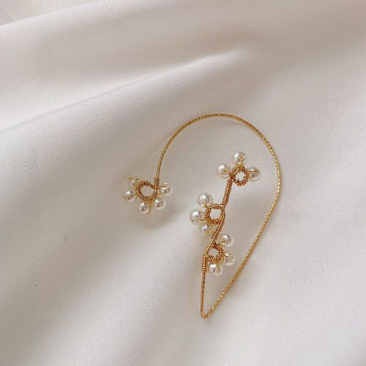 New Summer Fashion Net Celebrity Cold Wind Braided Pearl Earrings