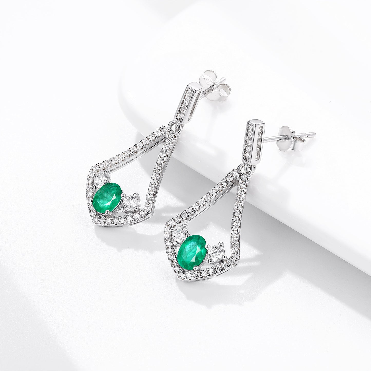 Natural Emerald Earrings For Female Korean Version High Quality Zirconium Earrings S925 Silver