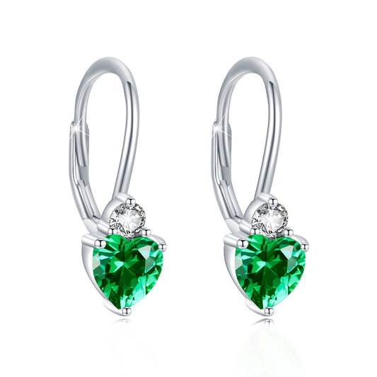 Dazzling Heart & Round Zirconia Sterling Silver Earrings
