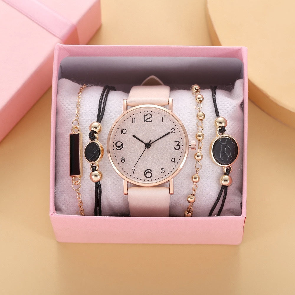 Simple Hundred Belt Quartz Watch Set