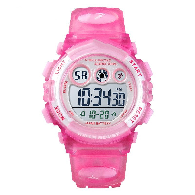 Multifunctional Waterproof Colorful Transparent With Personality Student Electronic Watch