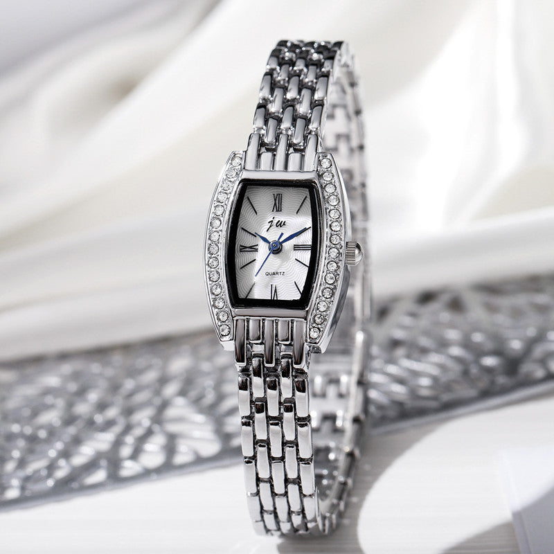 Exquisite Rectangle Ladies Quartz Watch with Diamond Accents