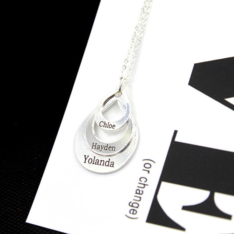 Cross Border Water Drop Combination Pendant Can Be Engraved With Letter Name Creative English Jewelry Mother's Day Gift