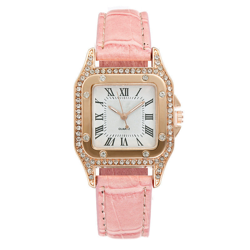 Square Watch Rhinestone Women's Suit