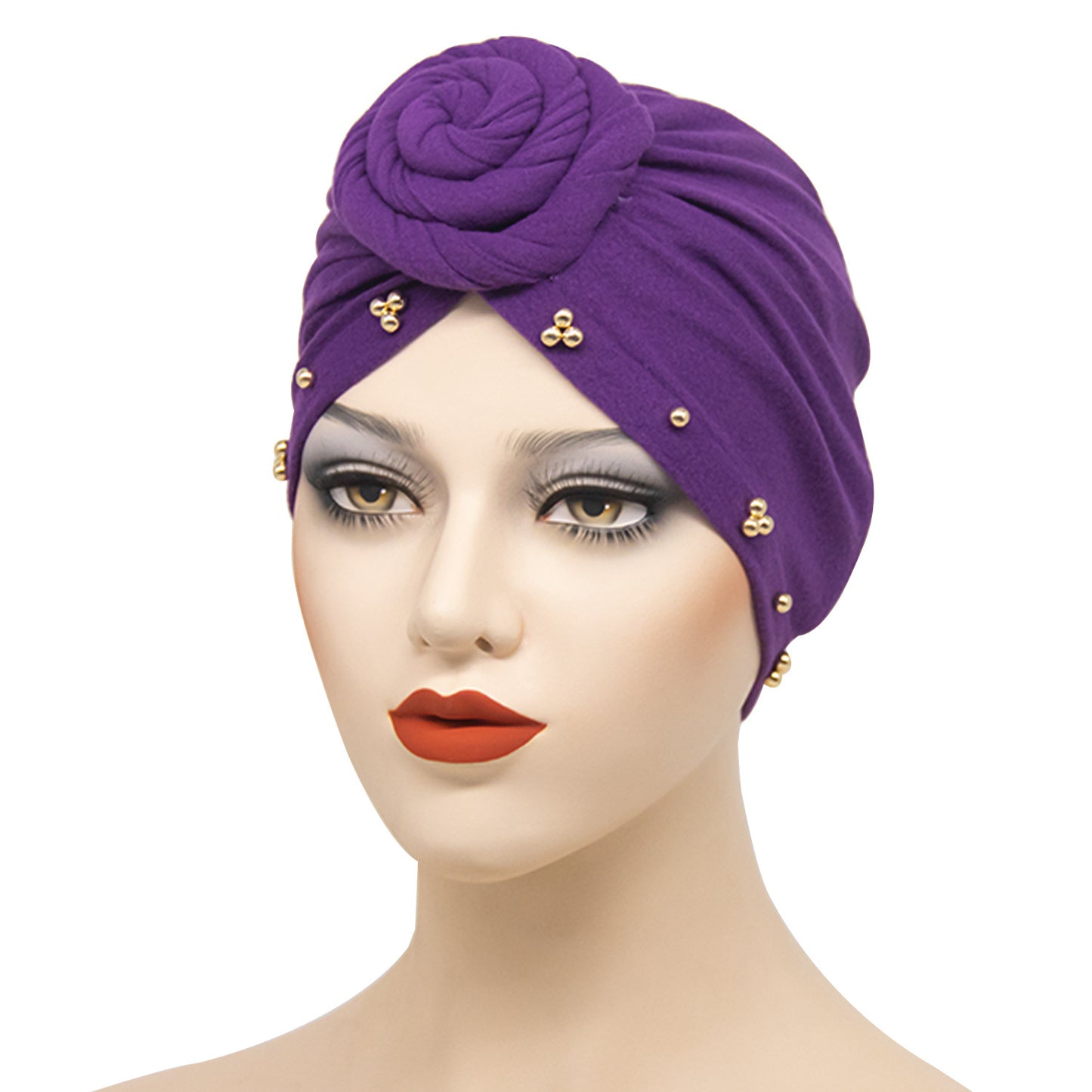 Women's Beaded Plate Flower Base Hat Bandana