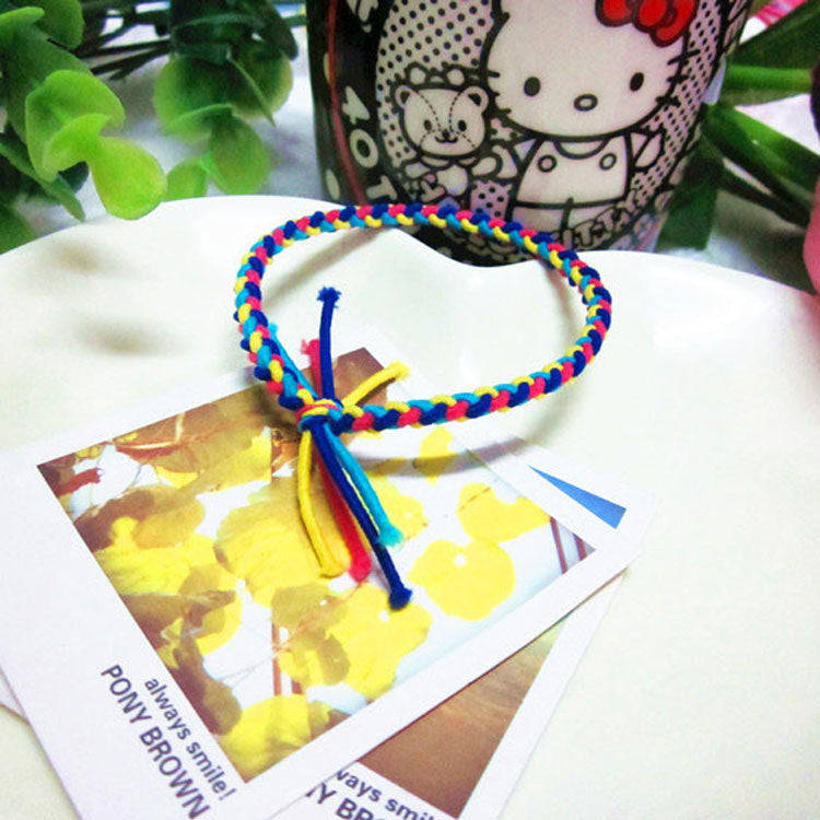 Contrasting Color Rubber Band Braided Twist Hair Tie