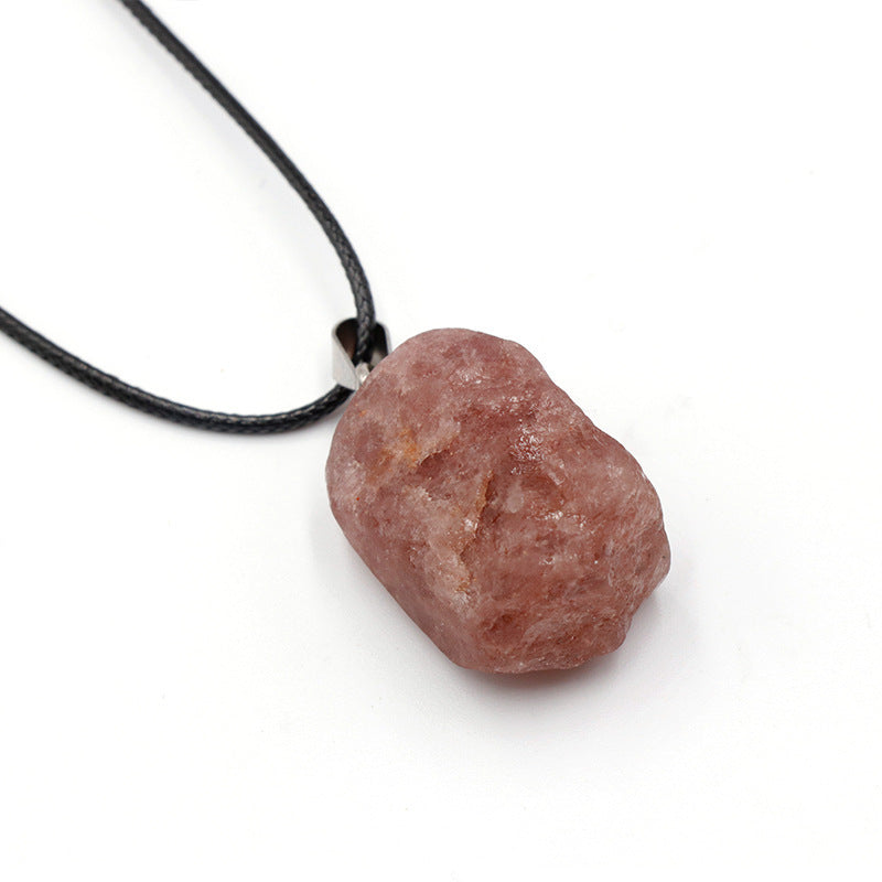 Natural Stone Rough Stone Pendant Crystal Agate Multicolor Irregular Strawberry Quartz Amethyst