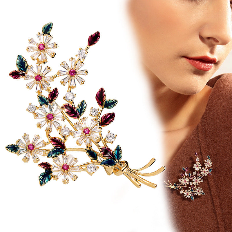 Brooch Color Zircon Drop Oil Corsage Women's Fashion Pin