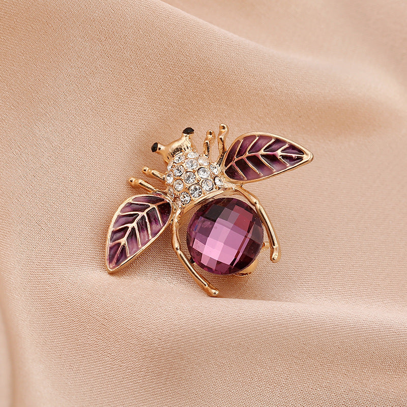 Cartoon Cute Bee Zircon Diamond Pearl Brooch