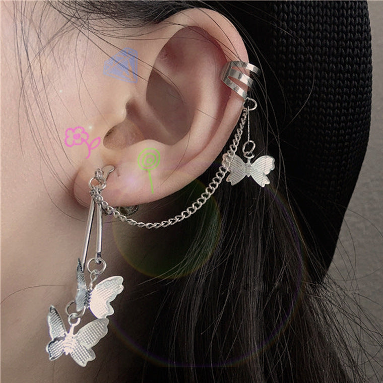 Little Bird Crescent Moon Pearl Lizard Ear Clip Ear Hook