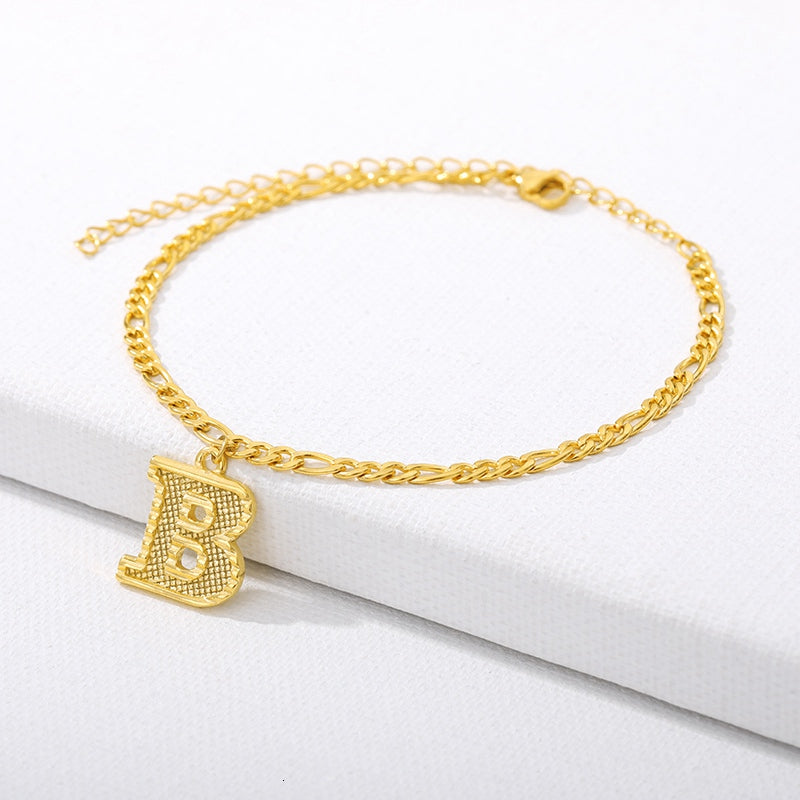 Initial Gold Letter Anklet Alphabet Pendants Jewelry