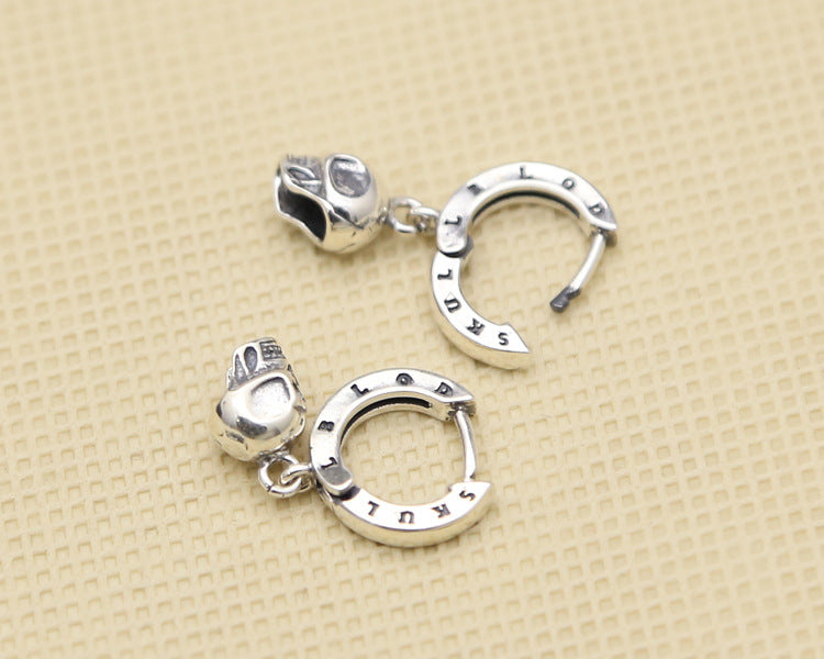 S925 Sterling Silver Fashion Earrings Skull Ring