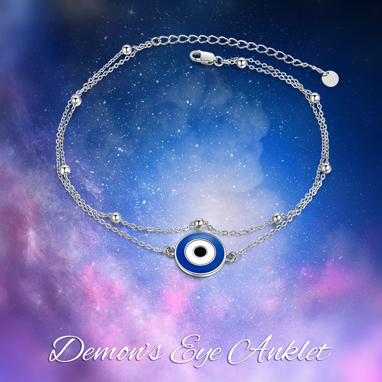 925 Sterling Silver Round Evil Eye Anklet For Women Girls