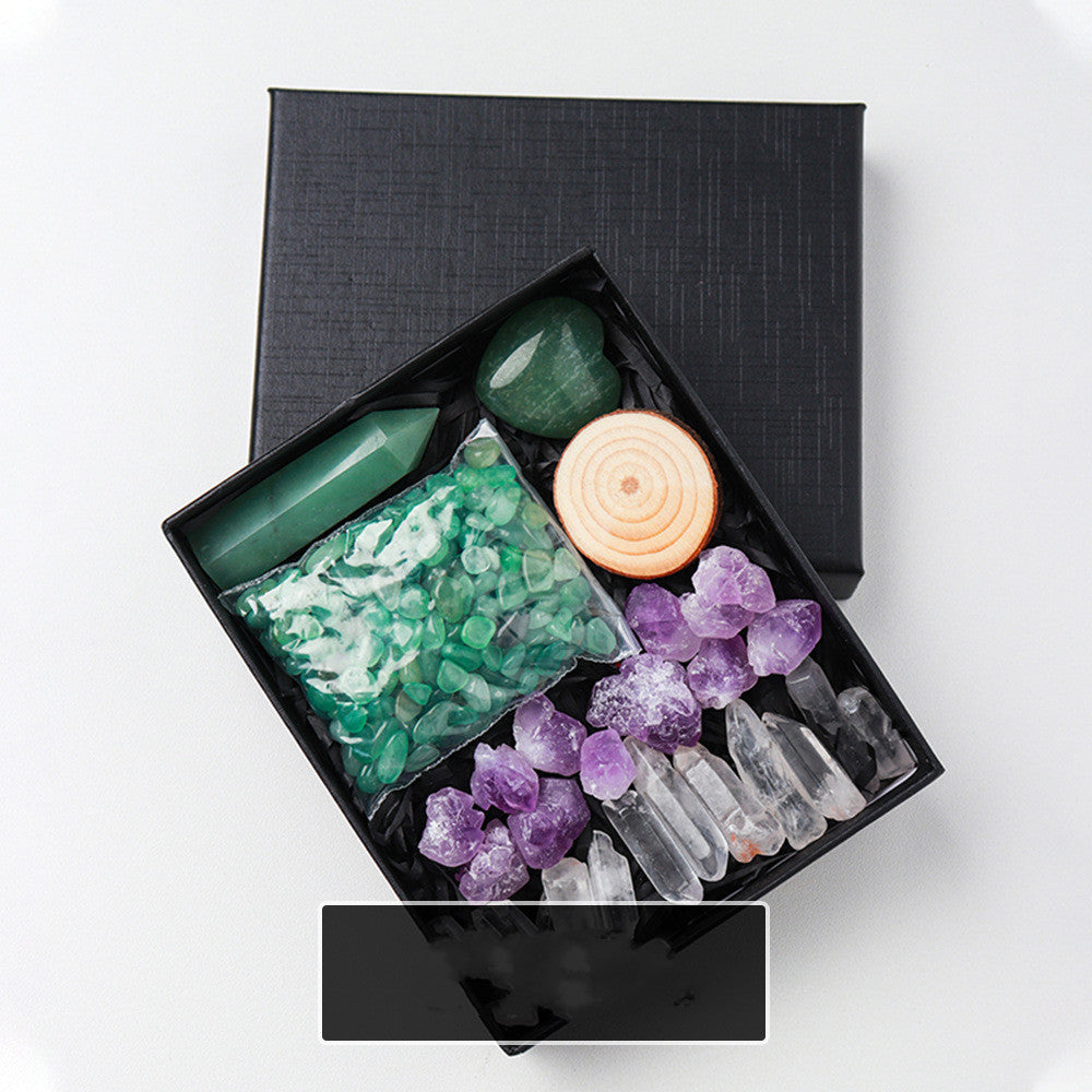 Natural Crystal Rough Pillar Crushed Stone Gift Set