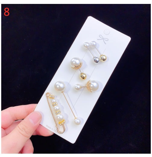 Brooch Pin Overalls Waist Opening Pearl Pin Buckle Clothes Fixed