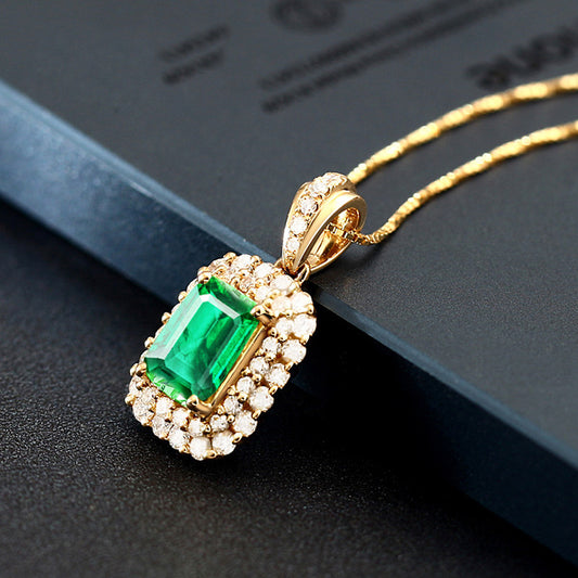 Plated 18k Yellow Gold Color Fashion Emerald Gemstone Simulation