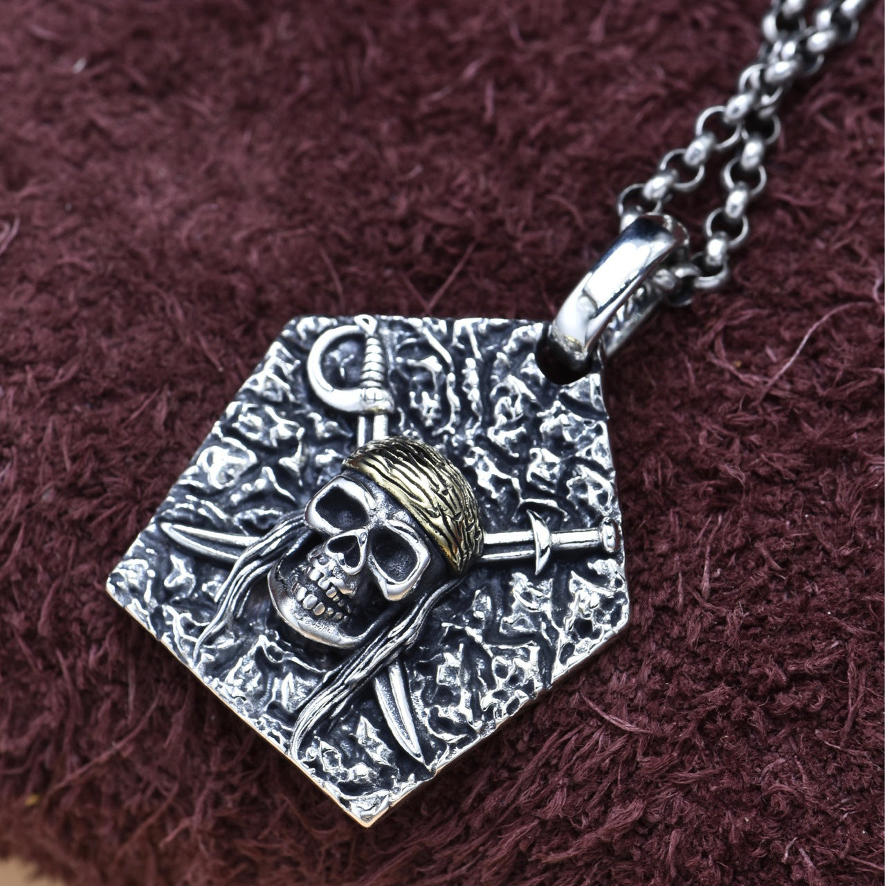 Men's S925 Sterling Silver Pirate Head Pendant