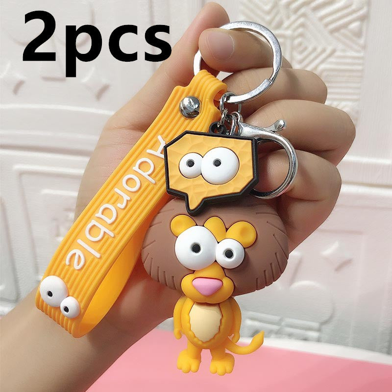 Funny Ugly Cute Eye-Eyed Elephant Keychain Cute Cartoon Epoxy Eye-Eyed Cow Car Key Chain Ring Bag Pendant