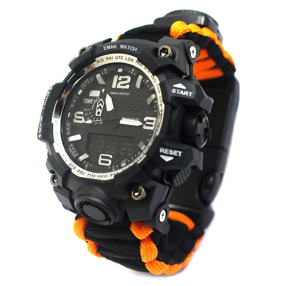 Outdoor Waterproof Multifunctional Climbing Watch Parachute Cord Woven Emergency Survival Watch